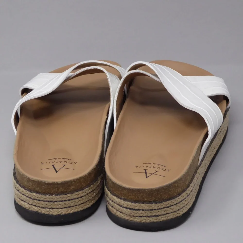 Aquatalia White Cross-Strap Platform Sandals - Picture 5 of 9